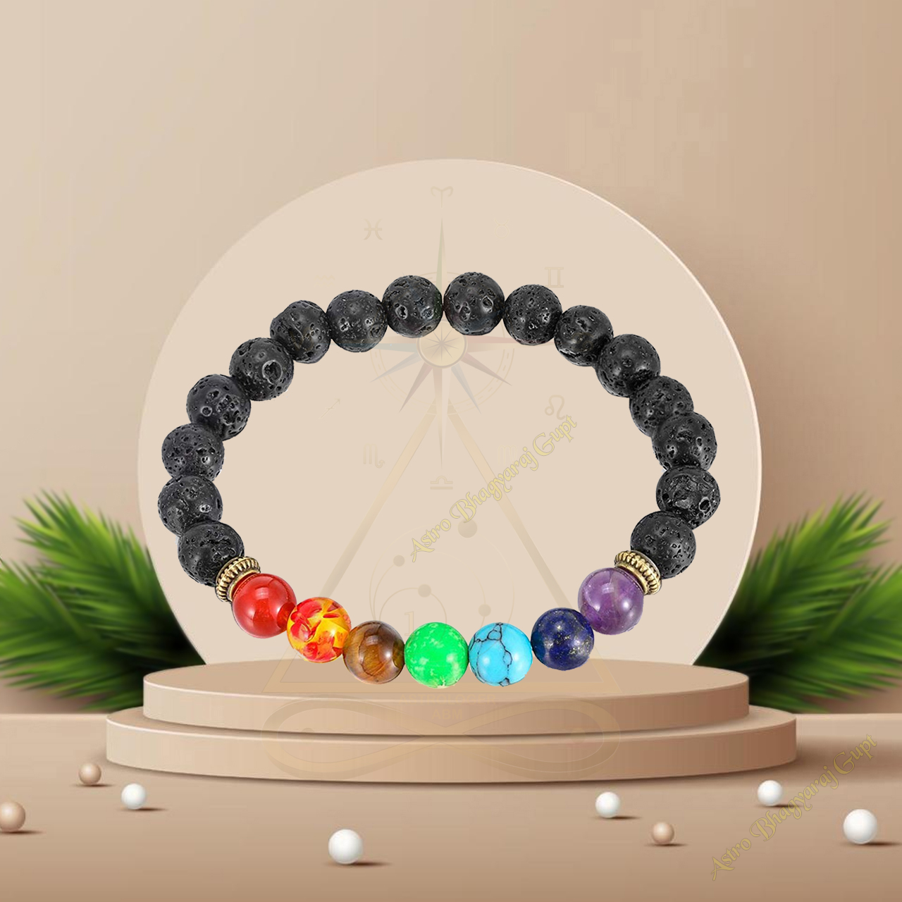 Seven Chakra Lava Bracelet 