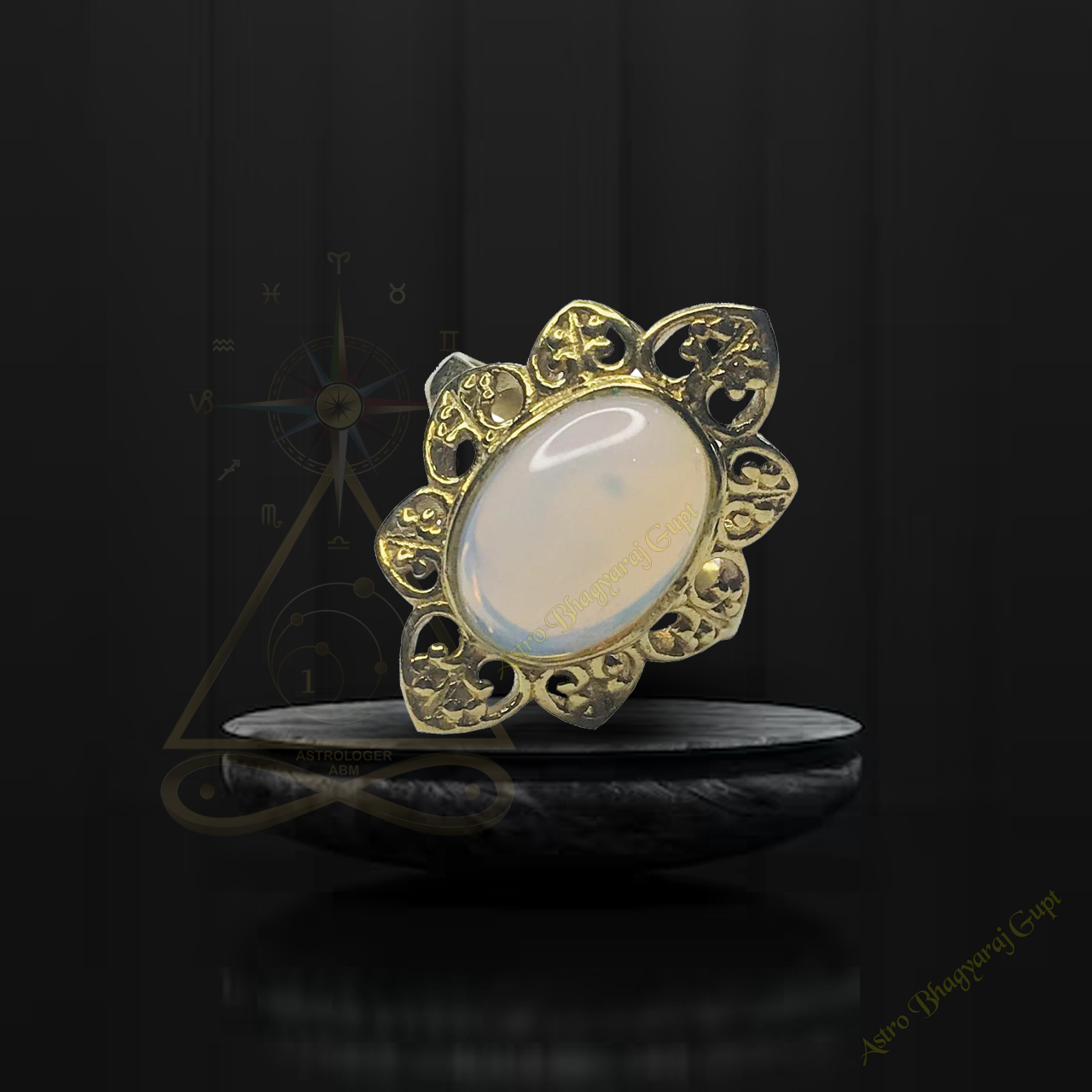 Moonstone Flower Style Ring