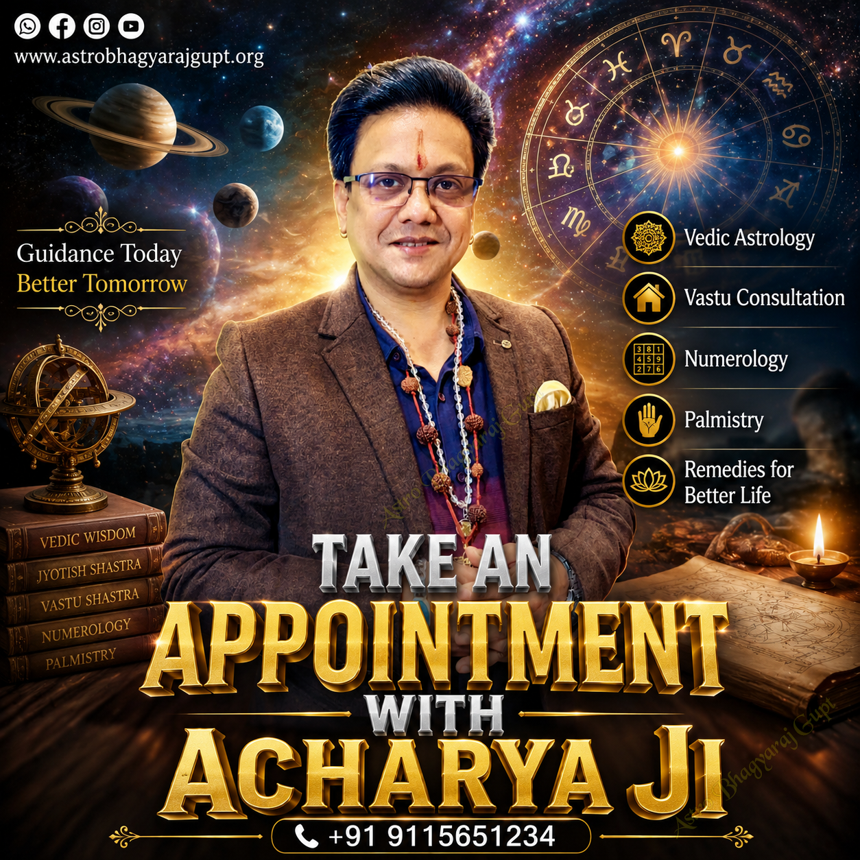 Book a personal telephonic consultation with Aacharya Ji for expert Vedic astrology guidance, life solutions, and remedial advice.