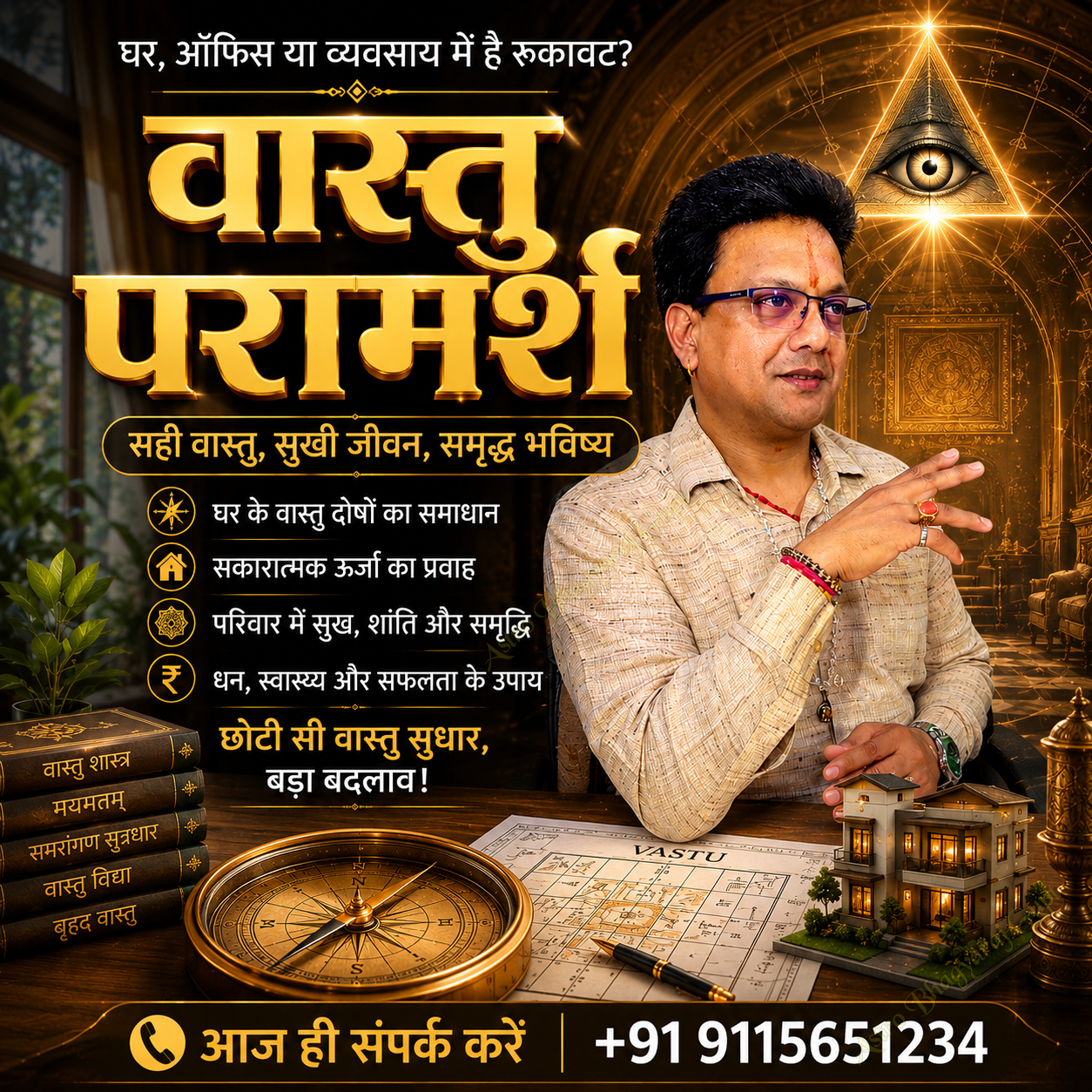 Professional Maha Vastu Consultation for homes and offices to balance energy zones and improve financial growth.