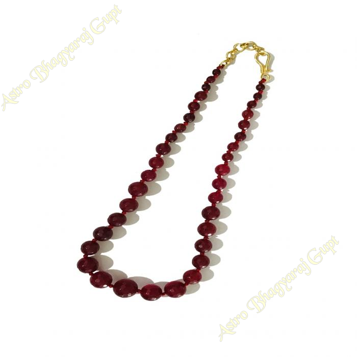 Red Garnet Stylish Diamond Cut Mala |