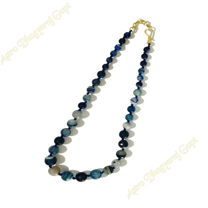 Blue Agate Stylish Diamond Cut Mala