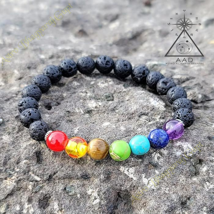 Seven Chakra Lava Bracelet 