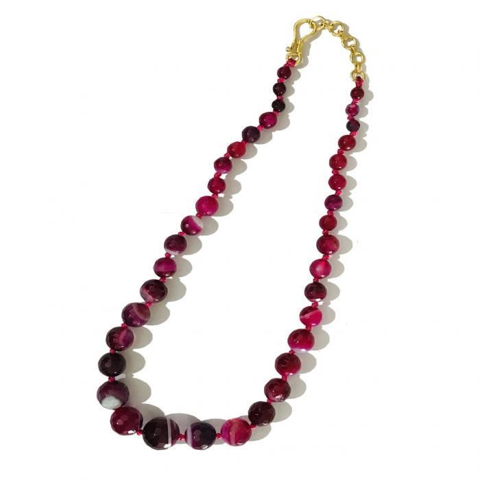 Diamond Cut Stylish Pink Agate Mala