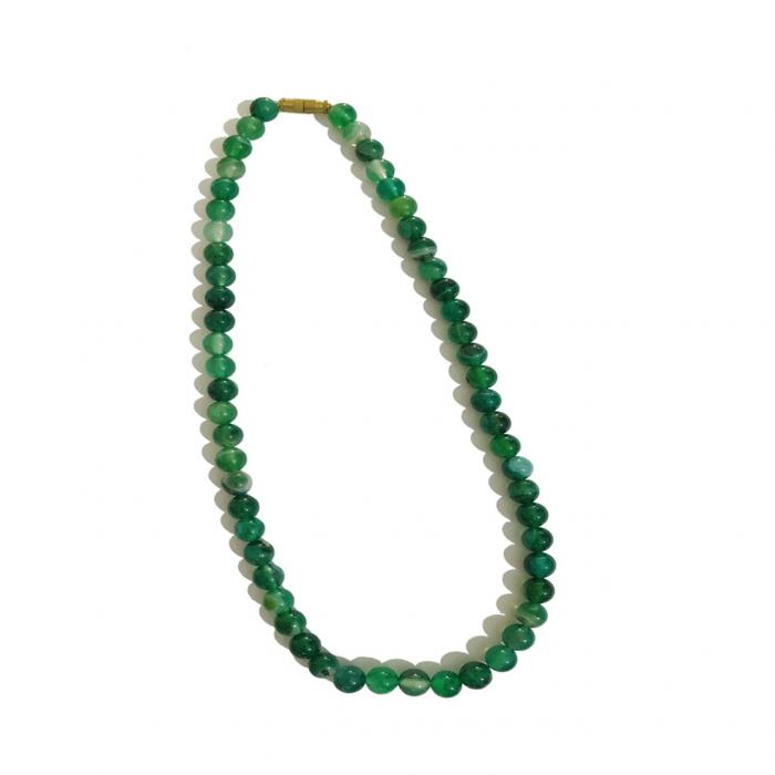  Green Agate Diamond Cut Beaded Necklace